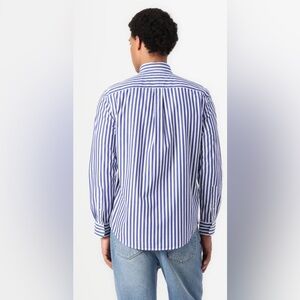 Tommy Hilfiger Men's White and Blue Striped Shirt